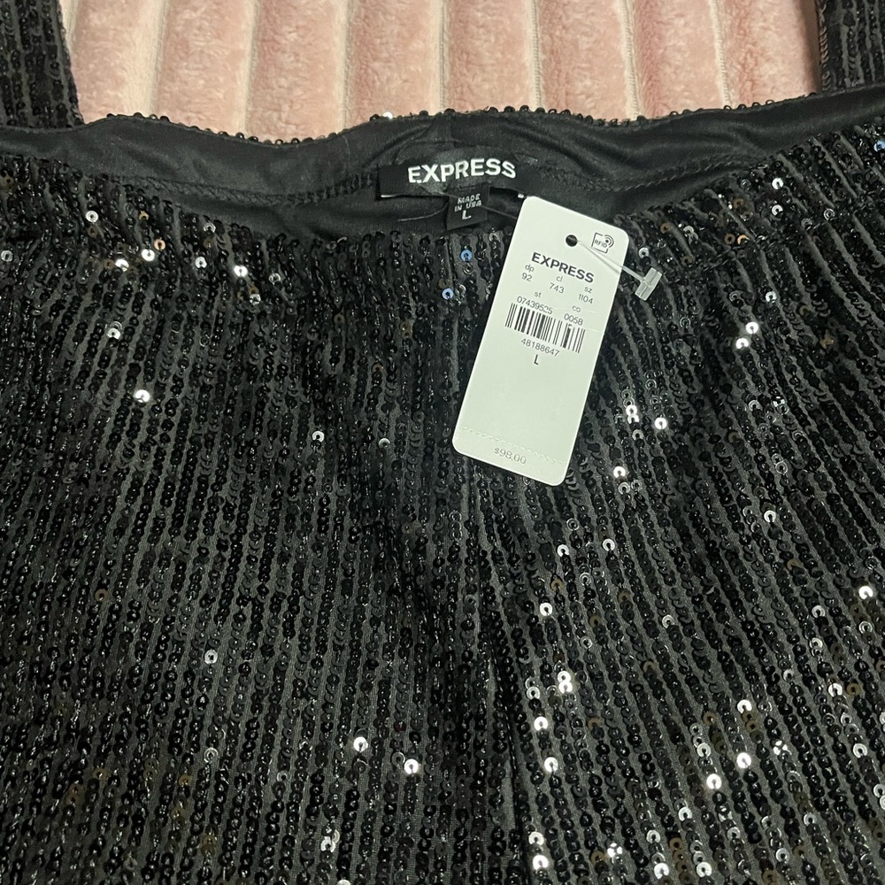 Express Black Sequin Wide Leg Pants